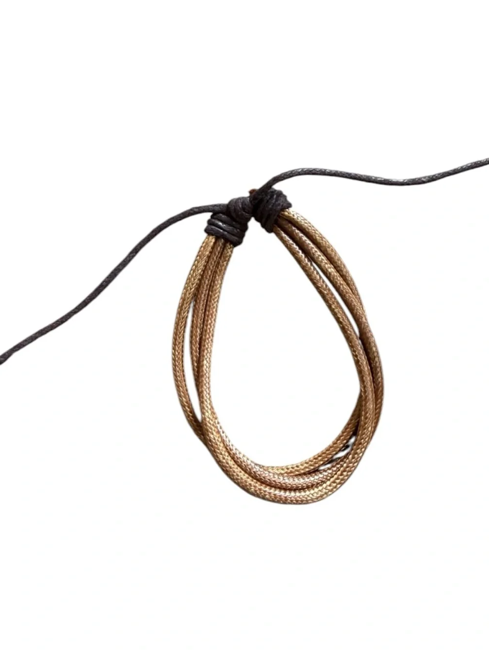 Braided Brown Leather & Gold-Tone Cord Men's bracelet